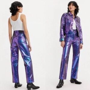 NWOT Levi's Premium Candy Coated Ribcage Straight Ankle Jeans in Purple size 25